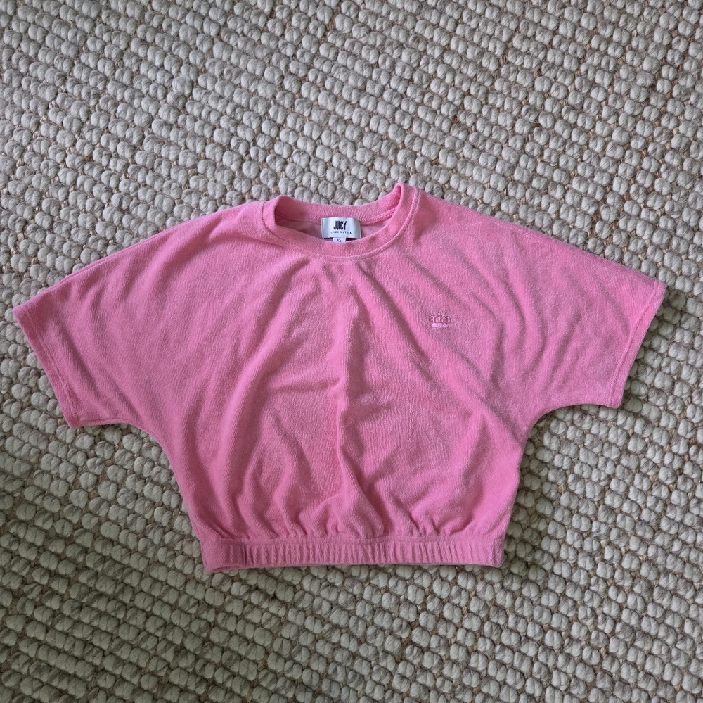Juicy By Juicy Couture Hot Pink Terry Cloth Crop Top